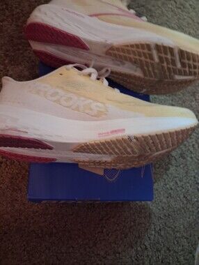 Brooks Women’s Athletic Shoes - White with Yellow and Pink Accents